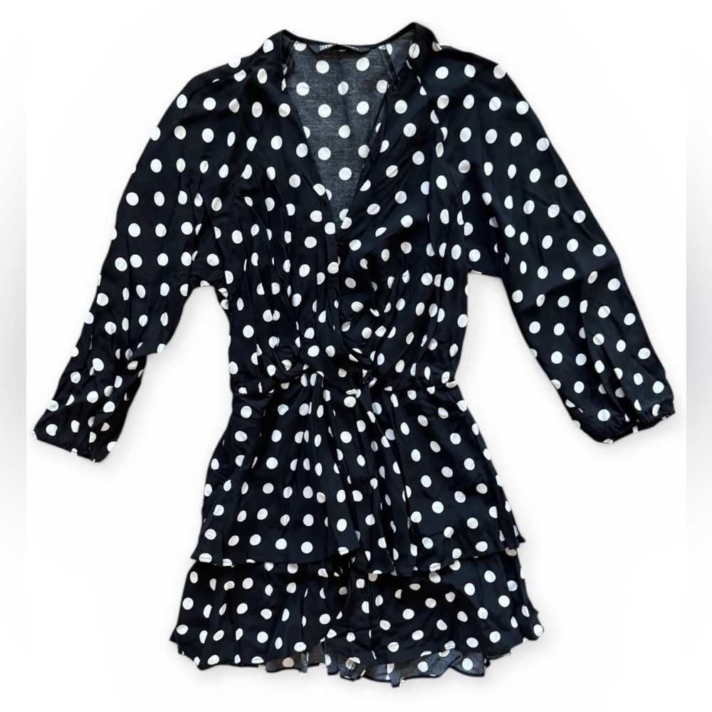 Zara Black Dress with White Polka Dots Women’s Size XS